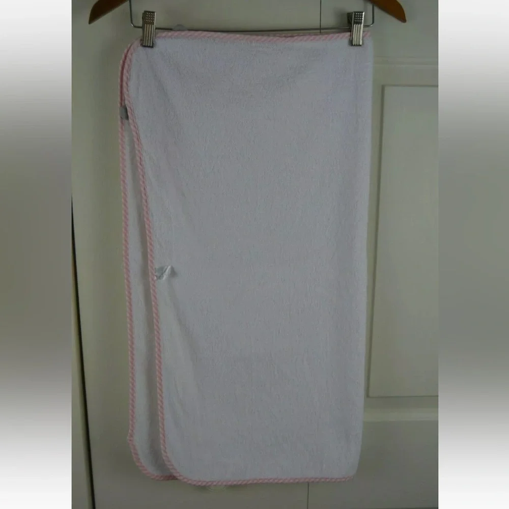 Modern Baby Raccoon Hooded Baby Bath Towel Pink White Stripes Gray Terry Cloth